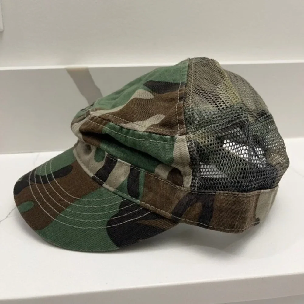 Alternative Apparel Camo Army Military‎ Style Cadet Mesh Trucker Hat Khaki